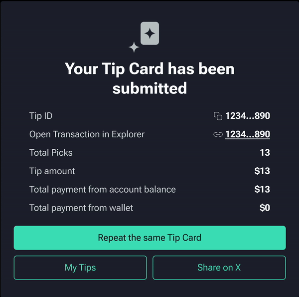 Tip Confirmed.